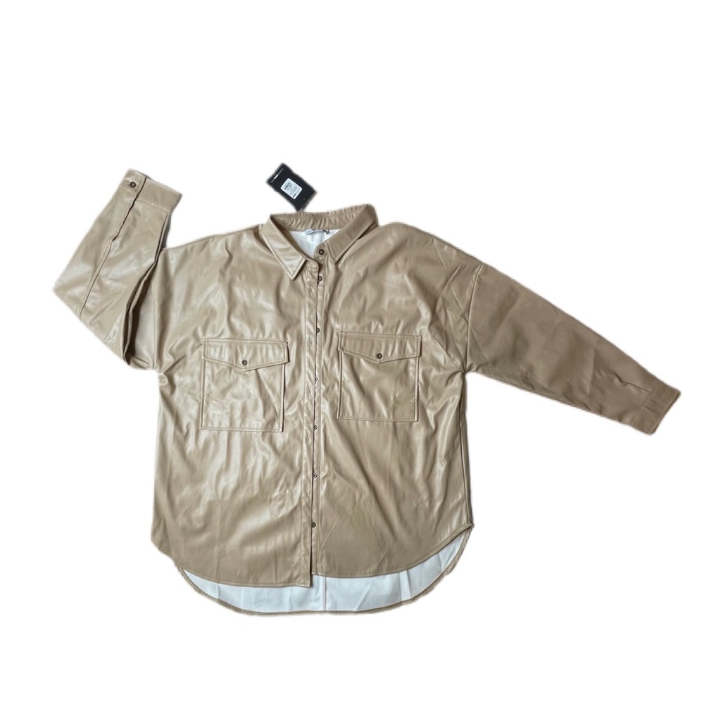 Fashion Nova - I Need My Coins Button Down Shirt Taupe